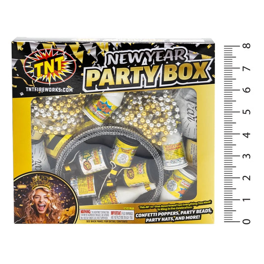 , New Year'S Party Box, 3-Pack, Party Poppers and Hats, Gold and Silver, Novelty Box, Party Poppers, New Year'S Party Items