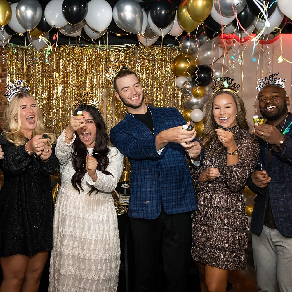 , New Year'S Party Box, 3-Pack, Party Poppers and Hats, Gold and Silver, Novelty Box, Party Poppers, New Year'S Party Items