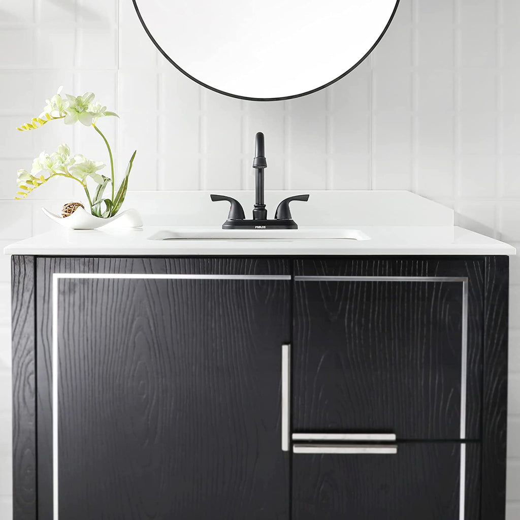 2-Handle Bathroom Faucet with Metal Drain Assembly & Supply Lines NSF Cupc Certified, Matte Black, 1359104