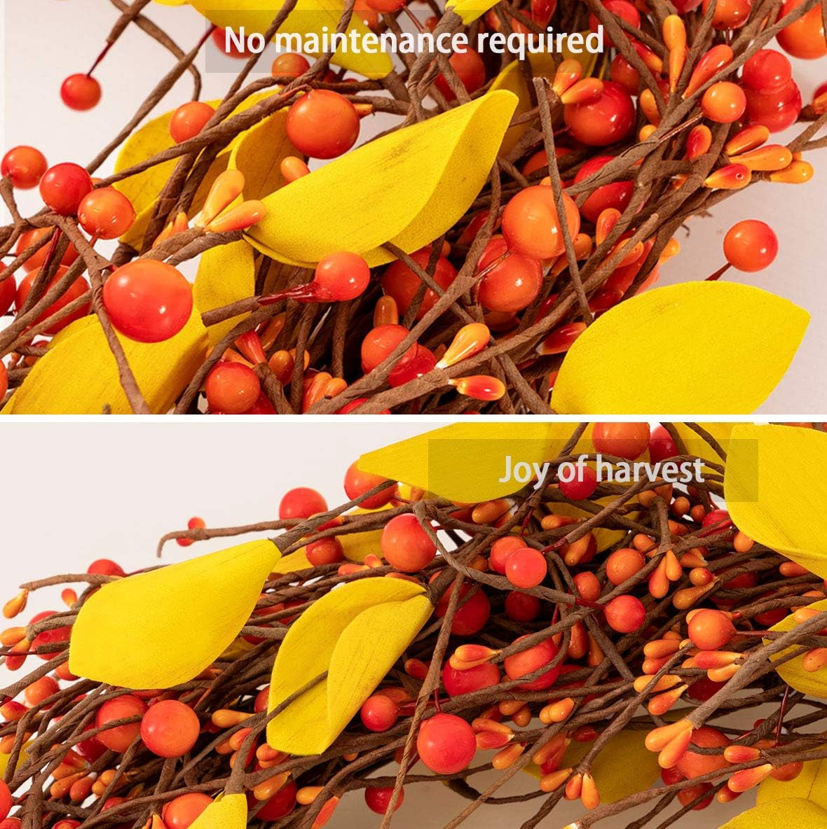 Door Wreath 22 Inch Artificial Fall Berry Wreath Fall Harvest Silk Fall Front Door Maple Leaf Wreath for Front Door Fall Decorations