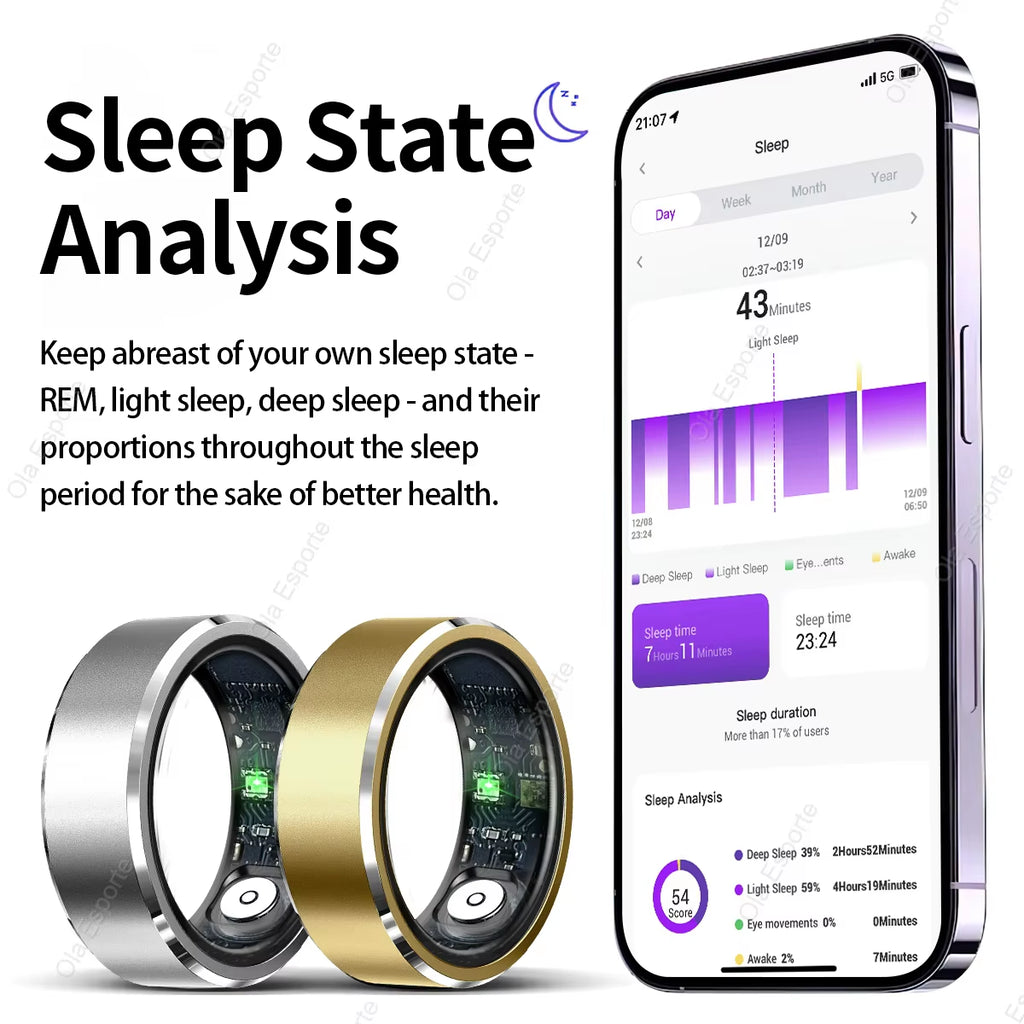 Smart Ring Gesture Control Function 5ATM Waterproof Heart Rate Blood Pressure Oxygen Sleep Monitoring Sports Fitness Smart Ring