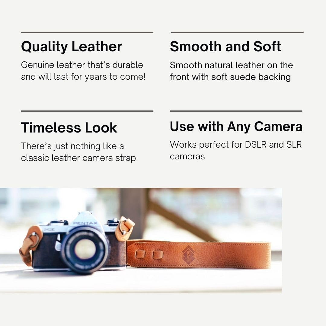 STRAPS Classic Leather Camera Strap | Full-Grain Leather with Suede Backing | Compatible with DSLR & SLR Cameras