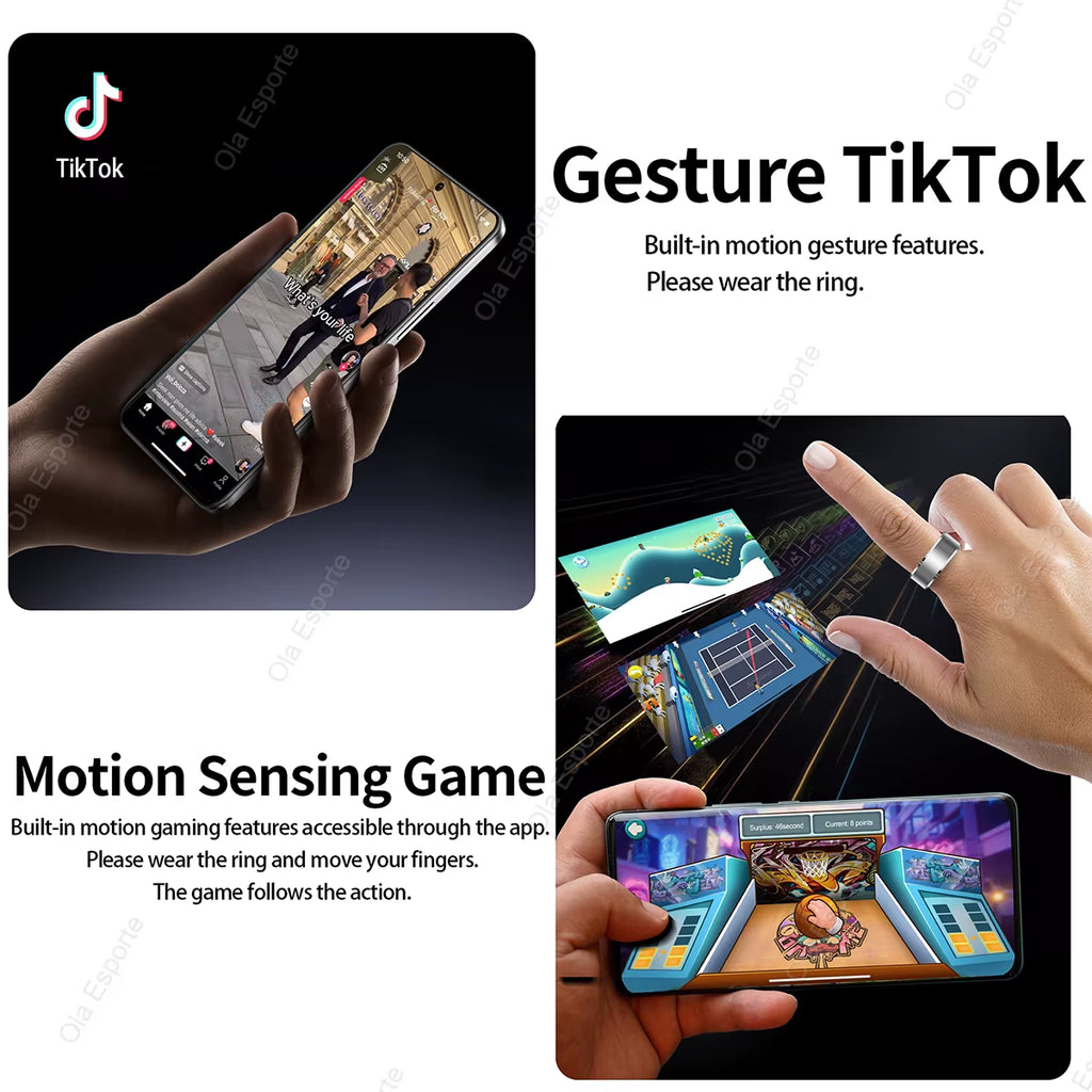 Smart Ring Gesture Control Function 5ATM Waterproof Heart Rate Blood Pressure Oxygen Sleep Monitoring Sports Fitness Smart Ring