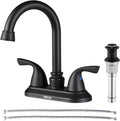 2-Handle Bathroom Faucet with Metal Drain Assembly & Supply Lines NSF Cupc Certified, Matte Black, 1359104