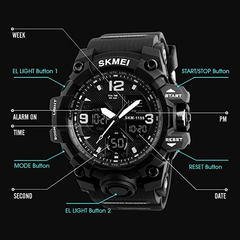 Reloj Para Hombre Relojes Reloj Militar Reloj Deportivo De Buceo Grande LED NUEV